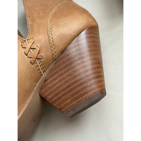 Frye Womens Jennifer Cutout Bootie Heeled Tan Leather Pointed Toe Slip On Sz 9.5 - Picture 6 of 14